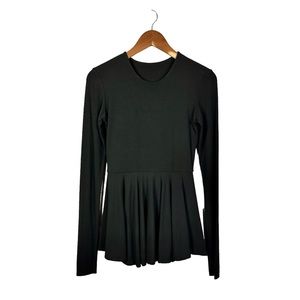 Butter by Nadia Balletcore Knit Peplum Top XS Black